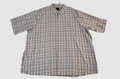 Camisa F/X Fusion Para Hombre 5 XLT Manga Corta Con Botones Azul Naranja Blanco Cuadros Foto 1 de 4