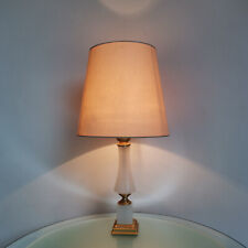 VINTAGE MURANO WHITE OPALINE MILK GLASS & ORMOLU TABLE LAMP LIGHT ITALY mcm 60's