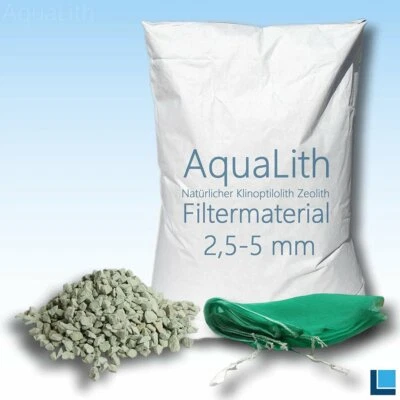 AquaLith Filtermaterial Zeolith 2,5-5 mm 25kg für Koiteiche inkl. 2x Filternetz