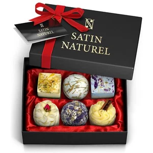 Satin Naturel 6 Luxuriöse BIO Badebomben Vegan - Geschenk für Sie - Wellness ... - Bild 1 von 8