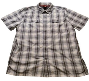 The North Face Men's Large Short Sleeve Button Up Light Blue & Gray Hiking Shirt - Picture 1 of 12
