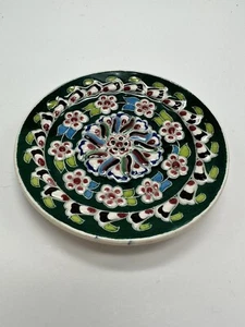 kutahya turkiye Turkey plate 4.5” Diameter Plate. Raised Signed Handmade - Picture 1 of 11