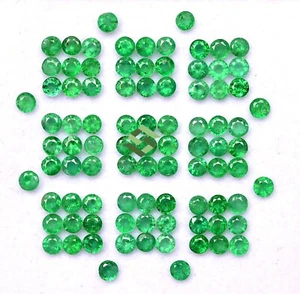 7.71 CTS Natural Emerald Round Cut 2.75 mm Lot 90 Pcs Calibrated Loose Gemstones - Picture 1 of 5