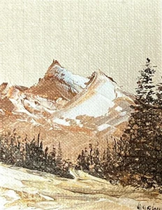 Vintage amerikanische Kunst Ölgemälde Landschaft Künstler signiert Logdson Mountains - Bild 1 von 12