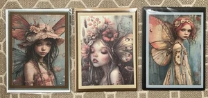Thoughfully Handcrafted Whimsical Fairy Greeting Cards Set Of 3 Blank Inside - Picture 1 of 4