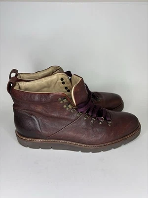 Stivaletti stringati Ross & Snow $400 uomo taglia 11 pelle marrone fatti a mano in Italia - Immagine 1 di 4