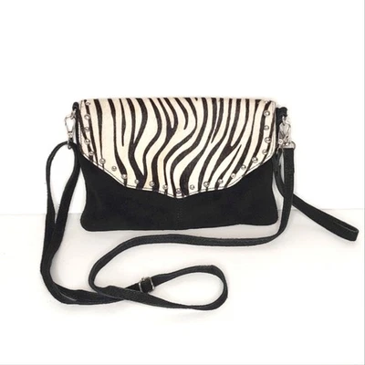 Sacha Premium Collection Zebra Stripe Print Leather Crossbody Purse - Image 1 of 4