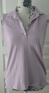 Izod Stretch Sleeveless Collared Polo Shirt~Size S~Lilac ~VTG~96% Cotton~VEUC  - Picture 1 of 7