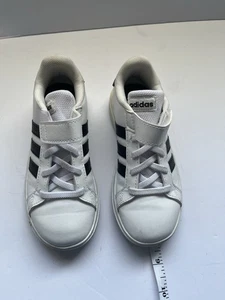 Adidas No Tie Boys Size 12 Athletic Shoes. White With Black Stripes - Picture 1 of 6