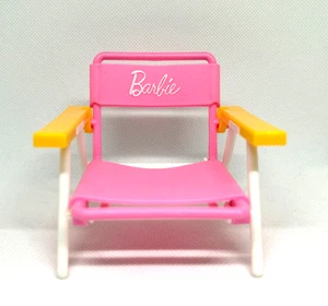 Barbie Doll Furniture – Pink Chair with Yellow Armrests - Picture 1 of 9