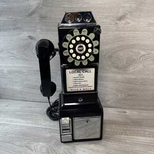 Wild & Wolf Classic edition Retro Telefon przewodowy 1957 Design Czarny Działający - Zdjęcie 1 z 14