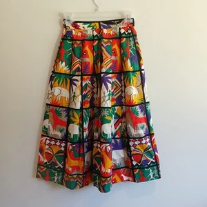 Vintage 1980er Prophezeiung Midi Rock Extra Small Multicolor Safari Kunst Lehrer - Bild 1 von 13