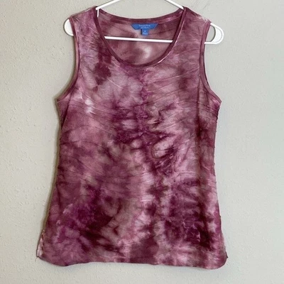 Simply Vera Vera Wang Women's Size M Purple, Brown & White Tie-Dye Sheer Tank Foto 1 de 4