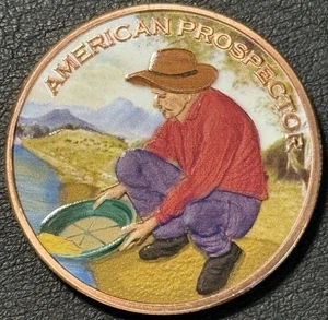 2024 1 Oz AVDP .999 Copper American Prospector US Flag Colorized Copper Round! - Picture 1 of 2