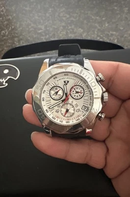 SWISS LEGEND 18010-02 TUNGSTEN CHRONO SILVER DIAL BLK SILIC STRAP “HARD TO FIND” - Image 1 of 4