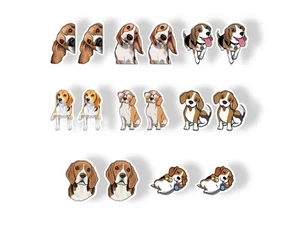 Pendientes Beagle Orejas Grandes Perro Cachorro Mini Acrílico Encogible Amante de los Perros Tachuelas - Imagen 1 de 9