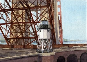 Fort Point Lighthouse Golden Gate San Francisco California Matted Art Prints - Picture 1 of 2