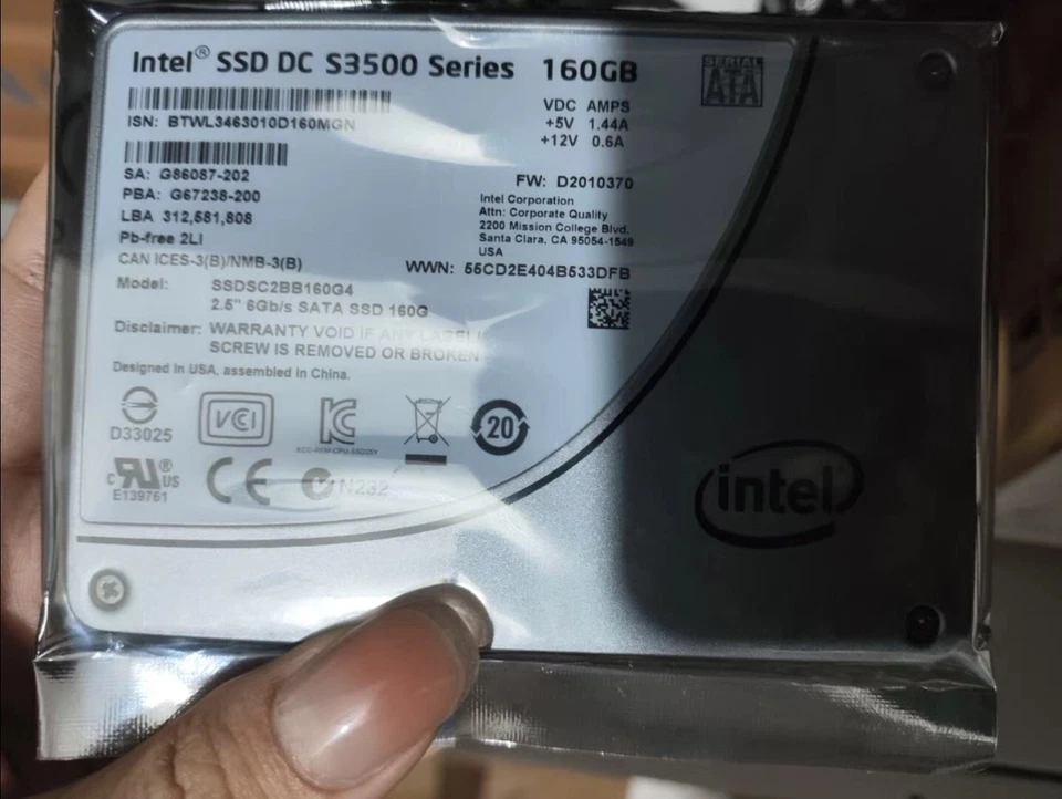 Intel SSD DC S3500 Series 160GB 2.5'' 6Gb/s Solid State Drive (SSDSC2BB160G4) - Image 1 of 1