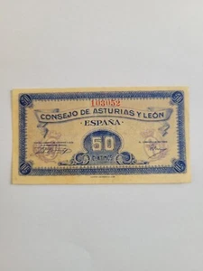 España. CONSEJO ASTURIAS Y LEON. 50 Céntimos Emisión 1936. EBC + - Imagen 1 de 4