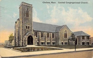 Chelsea Massachusetts ~ Steinbau ~ Central Congregational Church um 1910 - Bild 1 von 2