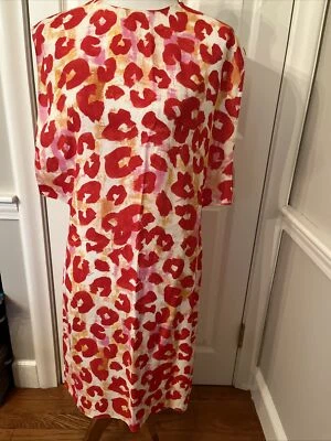 NEW MARNI Made in Italy Red Multi Cheetah Print Lg Sleeve Opening Dress Size 40 - Image 1 of 4