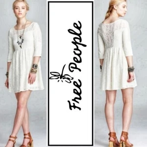 FREE PEOPLE Shake It Up Lace Dress Womens S Ivory White Fit and Flare $128 Boho  - Picture 1 of 11