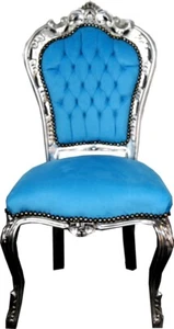 Casa Padrino Barock Esszimmer Stuhl Türkis / Silber - Möbel Stühle Hellblau - Bild 1 von 1