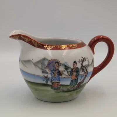 VTG Japanese Milk Creamer Signed Red Mark Hand Painted Birds Rare - Image 1 of 4