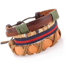 4 PCS/SET Vintage Unisex Leather Bracelet 