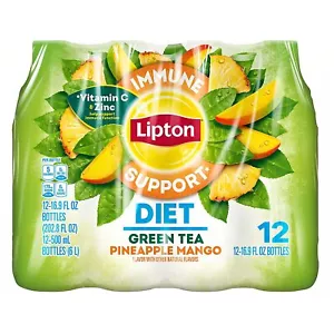 Lipton Green Tea Diet Pineapple Mango 16.9 Oz Bottles 12 pack - Picture 1 of 5