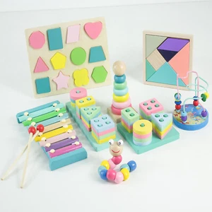 Holzspielzeug Montessori Motorikspielzeug 8er Set ab 1 Jahr Bildungsspielzeug - Bild 1 von 9