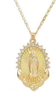 Medalla Milagrosa De La Virgen Maria Para Mujer Dorado Oro Chapado De 18K Regalo - Picture 1 of 14