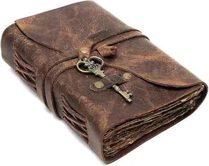 Diario de cuero vintage hecho a mano cuaderno encuadernado diario de escritura tapa borde libro - Imagen 1 de 9