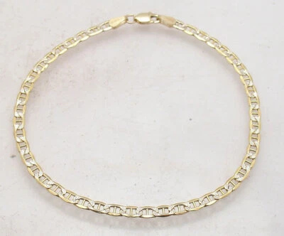8" Mariner Anchor Link Pave Chain Bracelet Real 10K Yellow White Gold - Image 1 of 4