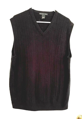 EUC Geoffrey Beene Sz XL  Sleeveless Black Sweater Vest with Cable Knit Front - Image 1 of 3