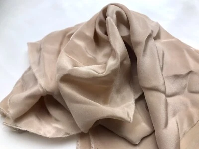 14x56 100% Silk Habotai Fabric Remnant solid Nude color Lightweight Shiny Silk - Image 1 of 4