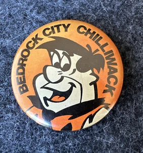 Vintage Fred Flintstone Bedrock City Chilliwack 2-1/8” Pin-Back Button - Picture 1 of 12