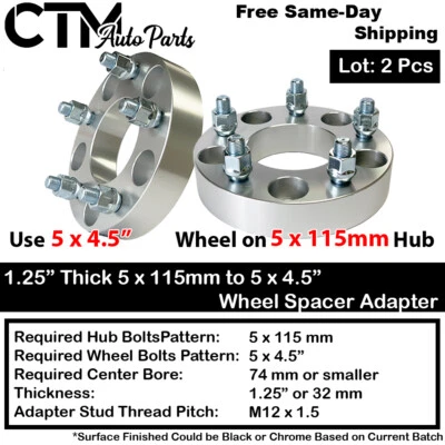 ADAPTADOR RUEDA ESPACIADOR 2P 1.25" GRUESO 5x115 A 5x4.5 apto oldsmobile/pontiac/saturn Foto 1 de 4