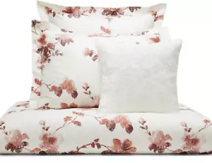 Sferra Barletta F/Queen Duvet Cover Shams 4 PC. Brick Floral Cotton Percale New - Picture 1 of 5