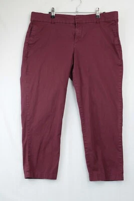 KUT from the Kloth Crop Trousers Burgundy Pants Women 14 Stretch Comfort Chino - Image 1 of 4