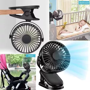 3 Speeds USB Rechargeable Mini Cooling Fan Clip On Desk Baby Stroller Portable - Picture 1 of 19