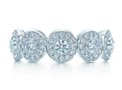 $15,500 TIFFANY & CO. CIRCLET DIAMOND ETERNITY PLATINUM WEDDING ENGAGEMENT RING - Image 1 of 4