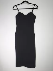 H&M Size M Medium Black Stretch Spaghetti Strap Midi Dress NWT - Picture 1 of 6