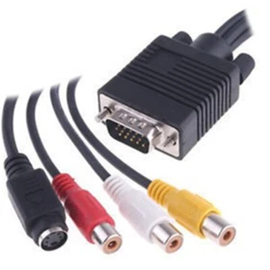 Cavo convertitore adattatore AV maschio femmina VGA a S-Video 3 RCA spina cavo PC TV - Foto 1 di 3