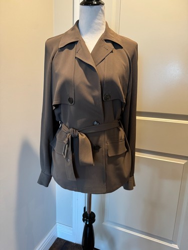Trench corto Michael Kors misto seta talpa con cintura safari shacket taglia 4 Italia