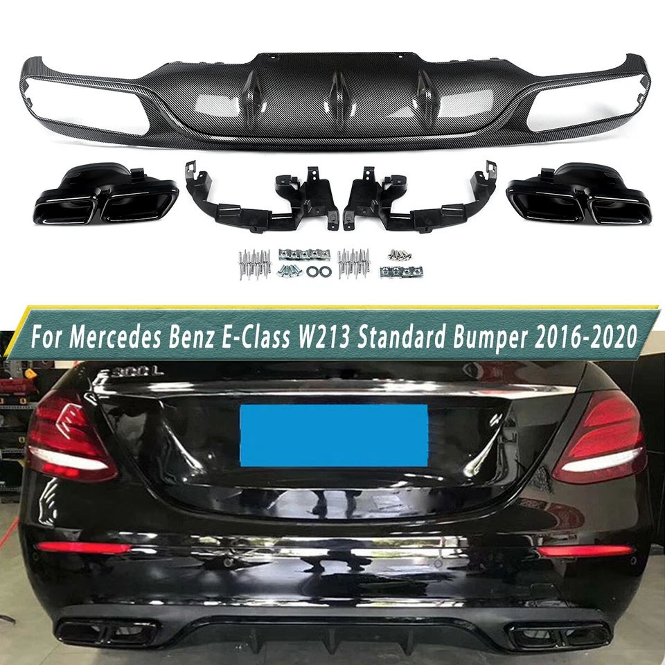 Rear Diffuser & Exhaust Tips For Mercedes-Benz E200 E250 E300 W213 2016-2020 Foto 1 de 4