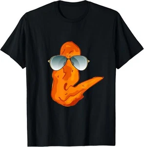 Funny Chicken Wing With Sunglasses Design Fast Food T-Shirt Hoodie - Picture 1 of 12
