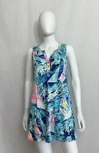 Lilly Pulitzer Hey Bay Bay Womens Dress S Cotton Blue Navy Pink Sleeveless - Picture 1 of 12