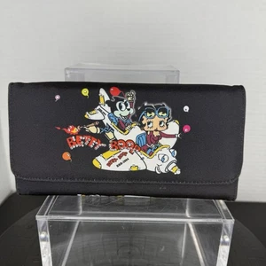 Betty Boop Wallet Cartoon Airplane Design Black Trifold Organizer Women’s Purse - Picture 1 of 6