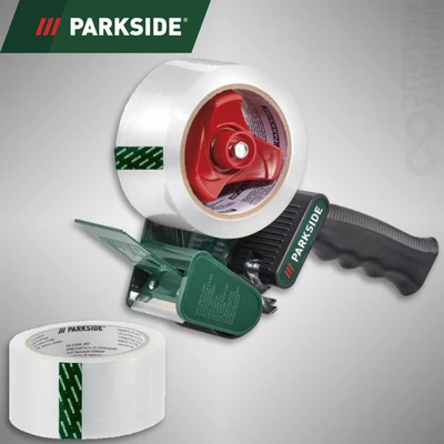 Parkside Tape Dispenser Set + 2 Rolls Clear Heavy Duty Packing Parcel Tape - Image 1 of 4
